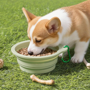 Chong Ke Bol pliable pour animaux de compagnie, distributeur d'eau pliable en silicone pour chien, utilisation en extérieur 2311 2312 - Product Image 3