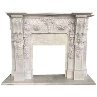 Europe Violette Cheminées en Marbre Beige Entourage de Cheminée en Pierre Blanche Sculpture Décoration de Maison Cheminées en Marbre Beige