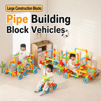 Kit de Construction de Voiture DIY avec Blocs de Tuyaux, Grands Tubes Modulaires, Roues Rotatives, Ensemble de Jeu Créatif pour
