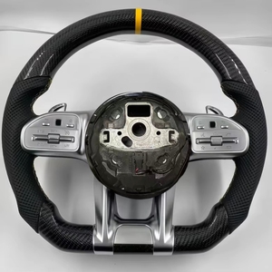 Volante de coche de fibra de carbono personalizado para Mercedes Benz C63 E63 W213 W205 C43 A45 G63 G500 <span class=keywords><strong>S63</strong></span> GLC GLA45 2017 <span class=keywords><strong>AMG</strong></span> - Product Image 2