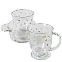 Tasse à café, lait ou eau en verre sodocalcique écologique, aux couleurs éclatantes et aux motifs étoilés, au design attrayant, style dessin animé, pour fille