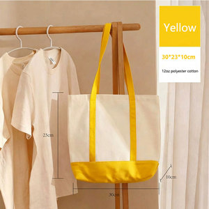 Bolsa de Mano de Lona de Algodón Personalizada, Ecológica, con Diseño de Colores Combinados - Product Image 5