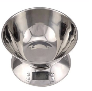Báscula Digital de Cocina Redonda de Acero Inoxidable con Pantalla LCD, Capacidad de 5 kg y 1 g de Precisión, con Recipiente, Funciona con Batería, Modelo BST-K17 - Product Image 4