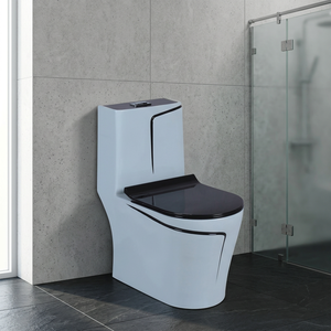 WC monobloc en céramique WaterMark australien, siphon en P, finition noir doré brillant, Chaozhou, à chasse directe - Product Image 5