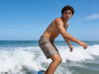 Shorts de bain pour homme gris à imprimé géométrique, séchage rapide, avec cordon de serrage à la taille, pour la plage et la pêche