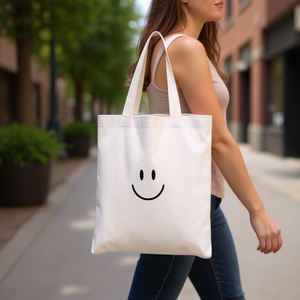 Minimalist Style Tote Bag White Canvas Simple Design Women's Everyday Use - Product Image 3