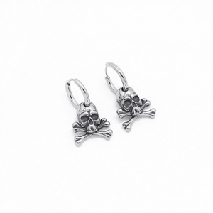 Hip-Hop Skull <b>Clip</b>-<b>On</b> Waterproof <b>Earrings</b> Retro Style Hypoallergenic Surgical 316L Stainless Steel Jewelry for Man and Women - Product Image 1