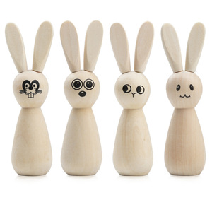 Wooden Rabbit <b>Easter</b> Bunny <b>Ornament</b> Handmade Decor For Home And Kids Craft DIY - Product Image 1