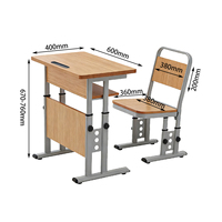Ensemble table et chaise d'école moderne, confortable, écologique, durable et réglable en hauteur pour enfants avec fente pour crayons - Vente en gros
