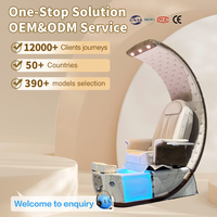 Chaise de spa de pédicure de luxe Conception unique de dôme Aucune plomberie requise Lumières utilitaires LED intégrées pour salons de manucure Commercial