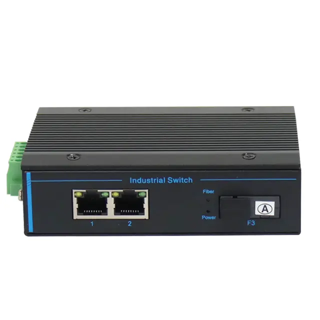 Hot Selling Industrial SFP To RJ45 Ethernet Media Converter 1000Mbps 2 Network Port 1 SFP DIN rail Optical Fiber Transceiver