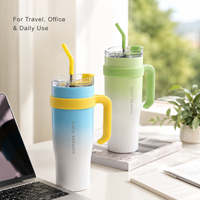 Gobelet isotherme en acier inoxydable à double paroi de 40 oz, vierge, avec poignée et paille, dégradé, pour sublimation, vente en gros