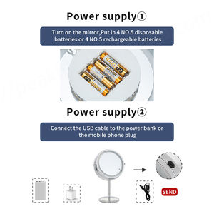 Espejo de maquillaje de aumento iluminado de tocador de mesa clásica MARCO DE Metal redondo espejo cosmético de escritorio Led - Product Image 3