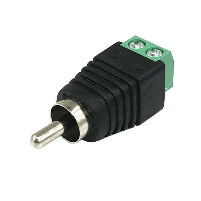 Copper RCA Male Connector RCA to 2 Poles Audio AV Plug with Screw Type Made of Durable Copper and Plastic