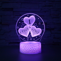 Veilleuse LED 3D Saint-Valentin, lumière d'ambiance colorée, logo lumineux, cadeau Tanabata, cadeau commémoratif d'amour, lumineux