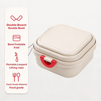 Bol pliable pour animaux de compagnie à double compartiment de qualité alimentaire, récipient portable pour l'alimentation en extérieur, pour chien et chat, voyage, eau, nourriture