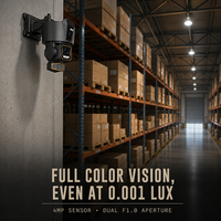 Caméra de sécurité à double objectif 4MP, détection AI des personnes et des véhicules, suivi intelligent, zoom optique 5X, vision nocturne couleur 40m