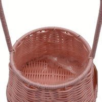 Panier rose en rotin PP écologique moderne, très vendu, avec poignée, 100 % tressé à la main, pour demoiselle d'honneur, idéal pour la décoration de jardin