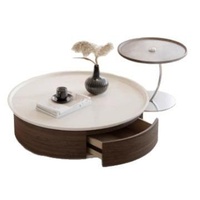 Ensemble de tables basses design Drum Beige avec rangement pour hôtel et salon