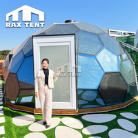 Dôme en verre en forme de nid d'abeille RAXTENT 6M pour glamping avec salle de bain