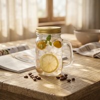 Gobelet en verre en forme de poulet, portable, grande capacité, avec couvercle à vis – Design moderne pour boissons froides, jus, lait, style bocal Mason