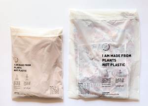 Grand sac en PLA d'amidon de maïs rose imprimé, dégradable, avec logo personnalisé pour l'expédition et l'emballage de vêtements - Product Image 5