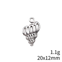 Pendentif spirale coquillage 20x12mm en alliage de zinc argent antique à 1 boucle pour collier thème plage et océan