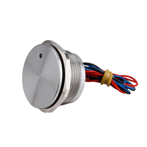 Interrupteur piézoélectrique à haute charge, étanche IP68, tête plate, filaire, couleur rouge et noir, momentané, 30 mm - Product Image 1