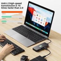 Station d'accueil Type-C 11-en-1 avec HDTV, DP 4K, VGA, charge PD, 3,5 mm, triple écran MST, hub Gigabit USB 3.2 pour ordinateur portable MacBook, hub USB-C
