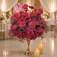 Décorations de table de mariage 50 cm 60 cm 70 cm 80 cm, arrangement floral de roses, verdure, boule de fleurs orange et violette, centres de table de mariage