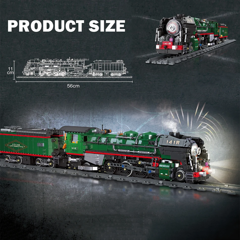 Jie Star 59098 MOC City Railway Steam Locomotive Model Train