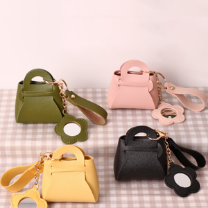Llavero de Cuero PU con Espejo, Mini Bolso de Mano, Llavero con Flores, Espejos, Monedero, Anillos para Llaves para Mujer, Recuerdos de Fiesta y Boda - Product Image 6