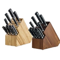 Couteaux de cuisine, couteau de chef avec manches ergonomiques en ABS, ensemble de couteaux de cuisine avec bloc en bois