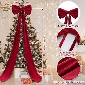 Fluffy Velvet <b>Christmas</b> Bows 60-100cm for Backdrop Party Room Wall Decor & <b>Christmas</b> Tree Decoration (As Picture Shows) - Product Image 2