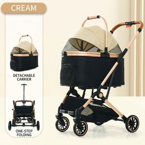 Poussette de transport portable pour chiens et chats, chariot de voyage léger et pliable avec intérieur spacieux et conception détachable - Product Image 4