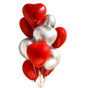 Fabrik Großhandel 12 Zoll mehrfarbige Chrom perlmutt metallische Herzform Latex ballons