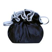 Pochette ronde à cordon en satin imprimé soie avec logo personnalisé mignon sac cosmétique stockage paresseux organisateur de petits articles