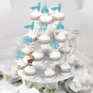 Decorazioni per Cupcake all'Ingrosso, 8 Pezzi, Topper in Carta Glitterata per Torte, Decorazioni per Dessert a Tema Invernale, per Feste di Compleanno per Bambini - Product Image 6