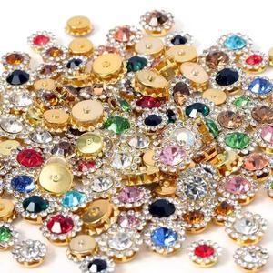 Accessoires de boucles d'oreilles pour robe de mariée DIY, avec double <span class=keywords><strong>perle</strong></span> de 10 mm, motif tournesol, <span class=keywords><strong>et</strong></span> boucle décorative en verre ornée de strass <span class=keywords><strong>et</strong></span> de diamants - Product Image 3