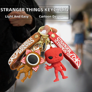 Al por mayor, Novedad: Llavero de PVC 3D personalizado, ligero, con diseño de <span class=keywords><strong>Dustin</strong></span> y <span class=keywords><strong>Eleven</strong></span>, inspirado en dibujos animados de terror y ciencia ficción, con soporte para monedas. - Product Image 4