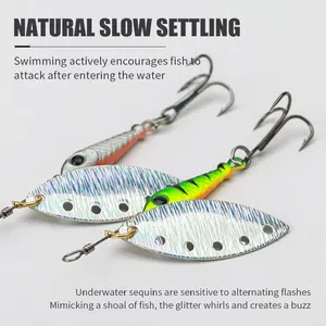 เหยื่อตกปลาโลหะหมุน LUSHAZER เหยื่อปลอมแบบแข็ง เหยื่อโลหะหมุนแบบ Wobblers สำหรับน้ำจืด พร้อมตะขอเบ็ดสามทาง - Product Image 4