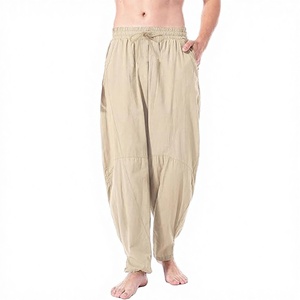 High Quality Vintage Custom Design Men's Casual Joggers Trend Knitted Colored Pocket Street Wear Overalls Wholesale <b>Linen</b> Cotton - Product Image 3