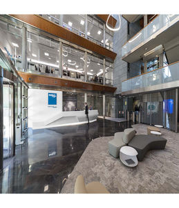 Comptoir de cabinet médical en surface solide CORIANS avec logo d'entreprise rétroéclairé et design modernisé - Product Image 4