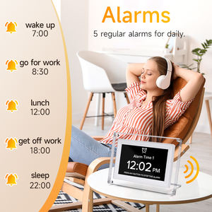 7 Inch Electronic Digital Calendar Day <strong>Clock</strong> Extra <strong>Large</strong> Non-Abbreviated Day Month Seniors Living Room Bedroom <strong>Wall</strong> <strong>Clock</strong> Color - Product Image 2