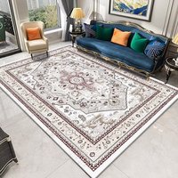 Tapis d'intérieur personnalisé en velours cristal noir et or, motif médaillon, imprimé, antidérapant, doux, pour salon, style vintage floral oriental