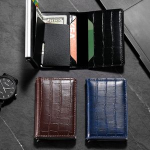 Portefeuille pour homme sécurisé avec protection <span class=keywords><strong>RFID</strong></span>, design à trois volets, texture pierre, cuir PU, emplacements pour cartes multifonctionnels - Product Image 5