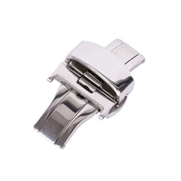 14/16/18/20/22mm Gesper Lipat Jam Tangan Model Kupu-kupu Double Click, Kancing Tekan, Gesper Lipat, Aksesoris Jam Tangan