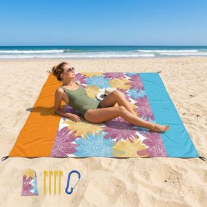 <b>Extra</b> <b>Large</b> Sand Proof Beach Blanket With Stakes, Waterproof Quick Dry Outdoor Picnic Mat for Camping, Hiking and Travel - Product Image 1