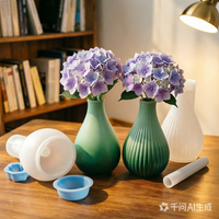Molde de silicona estilo nórdico de venta directa de fábrica para bandeja redonda de almacenamiento, florero, portavelas de forma de vela y rosa, y soporte para velas de té, para resina y yeso