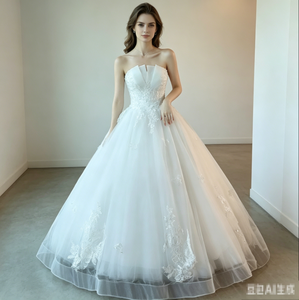 Nuevos <span class=keywords><strong>Vestidos</strong></span> de Novia sin Tirantes con Apliques de Perlas y Encaje, <span class=keywords><strong>Vestidos</strong></span> de Novia Sencillos y Económicos al por Mayor, <span class=keywords><strong>Vestidos</strong></span> de Fiesta - Product Image 3